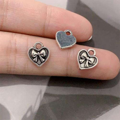 Zinc Alloy Bowkont Pendants, Heart, antique silver color plated, DIY 