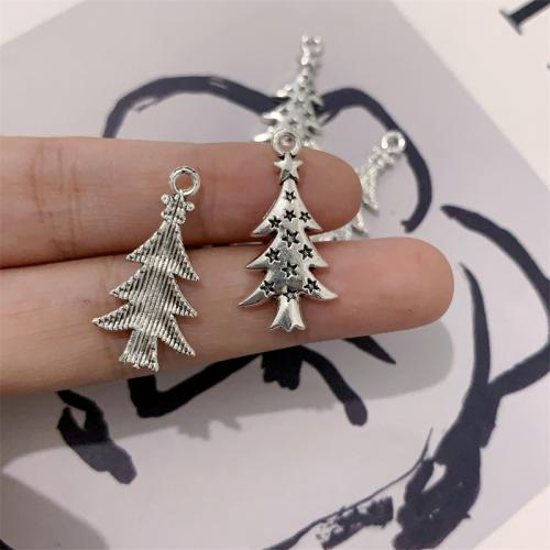 Zinc Alloy Christmas Pendants, Christmas Tree, antique silver color plated, DIY 