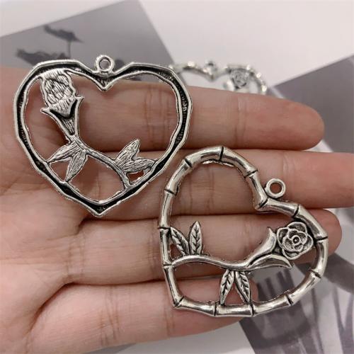 Zinc Alloy Heart Pendants, antique silver color plated, DIY 