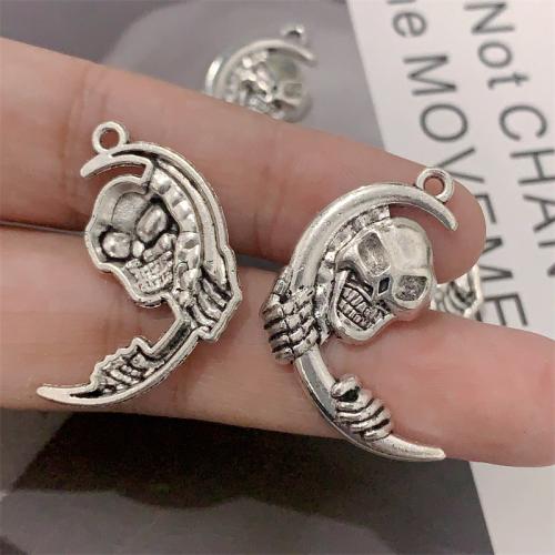 Zinc Alloy Skull Pendants, antique silver color plated, DIY 