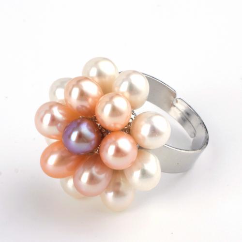 El Anillo con Perla de Agua Dulce Cultivada, Perlas cultivadas de agua dulce, con metal, Joyería & para mujer, más colores para la opción, Pearl size 5-5.5mm, Vendido por UD