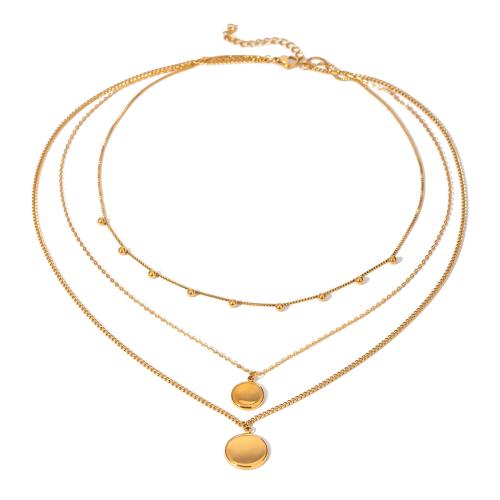 Stainless Steel Jewelry Necklace, 304 Stainless Steel, with 5cm extender chain, three layers & fashion jewelry & for woman, golden cm, 45 cm, 50 cm 