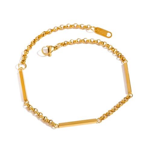 Bracelets en acier inoxydable, Acier inoxydable 304, avec 5cm chaînes de rallonge, Plaqué or 18K, bijoux de mode & pour femme, doré Environ 16.5 cm, Vendu par PC[