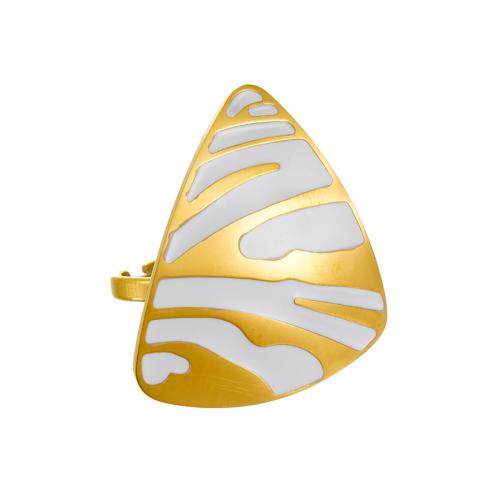 Enamel Stainless Steel Finger Ring, 304 Stainless Steel, Triangle, fashion jewelry & for woman, gold [