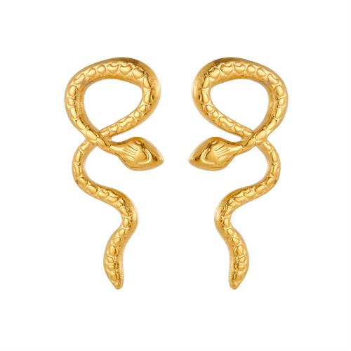 Stainless Steel Stud Earring, 304 Stainless Steel, Snake, fashion jewelry & for woman, gold, 30mm 