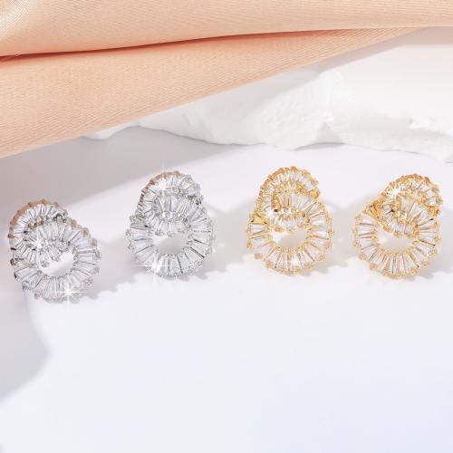 Cubic Zirconia Micro Pave Brass Earring, fashion jewelry & micro pave cubic zirconia & for woman 