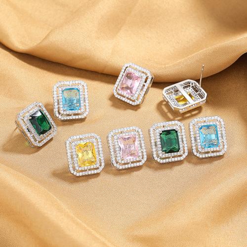 Cubic Zirconia Micro Pave Brass Earring, fashion jewelry & micro pave cubic zirconia & for woman 