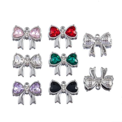 Zinc Alloy Rhinestone Pendants, Bowknot, platinum color plated, DIY & with rhinestone Approx 2mm, Approx 