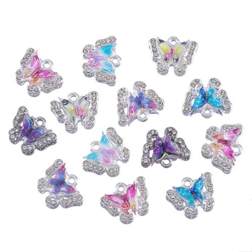 Zinc Alloy Rhinestone Pendants, Butterfly, platinum color plated, DIY & with rhinestone Approx 2mm, Approx 