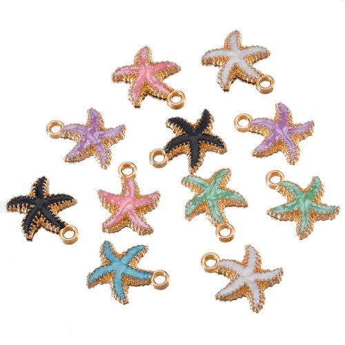 Zinc Alloy Enamel Pendants, Starfish, gold color plated, DIY 15mm Approx 2.5mm, Approx 