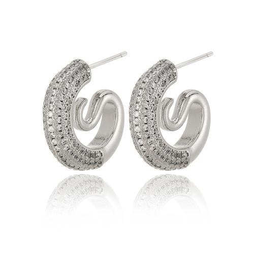 Boucles d'oreilles en laiton zircon cubique pavent, Placage, bijoux de mode & pavé de micro zircon & pour femme, plus de couleurs à choisir Vendu par paire[