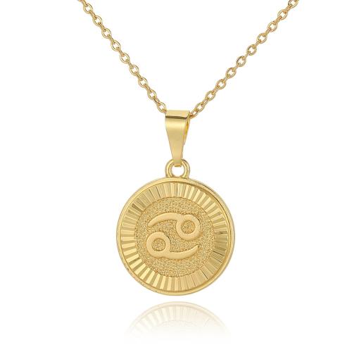 Brass Jewelry Necklace, with 5cm extender chain, 12 Signs of the Zodiac, gold color plated, fashion jewelry & for woman Approx 45 cm 