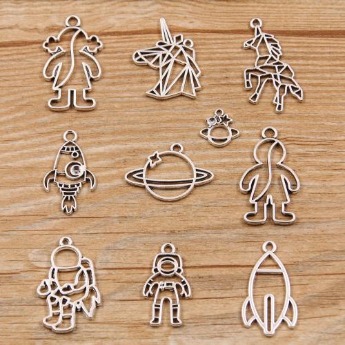 Zinc Alloy Hollow Pendants, antique silver color plated & DIY Approx 