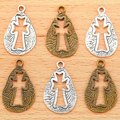 Zinc Alloy Cross Pendants, Teardrop, plated, DIY 