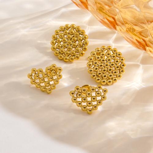 Stainless Steel Stud Earring, 304 Stainless Steel, gold color plated & for woman 