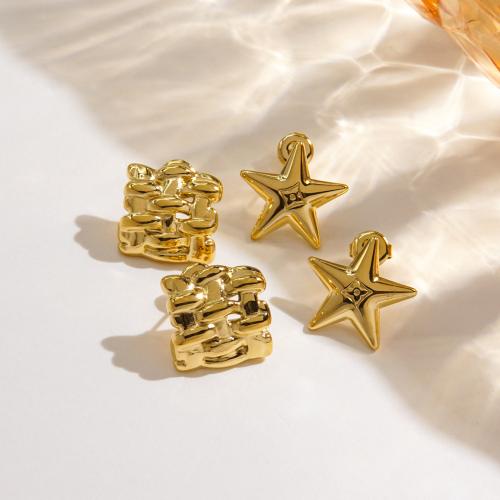 Stainless Steel Stud Earring, 304 Stainless Steel, gold color plated & for woman 