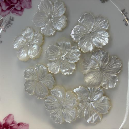 White Lip Shell Beads, Flower, DIY, white, 35mm [