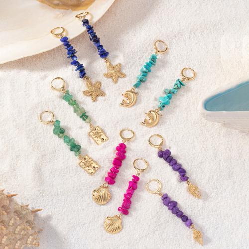 Gemstone Drop Earring, Zinc Alloy, with Gemstone & Plastic Pearl, plated & for woman 