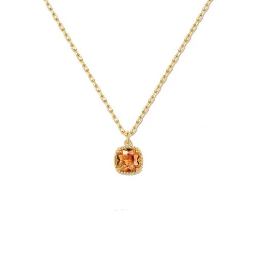 Cubic Zircon Micro Pave Brass Necklace, with 5CM extender chain, plated, micro pave cubic zirconia & for woman Approx 45 cm [