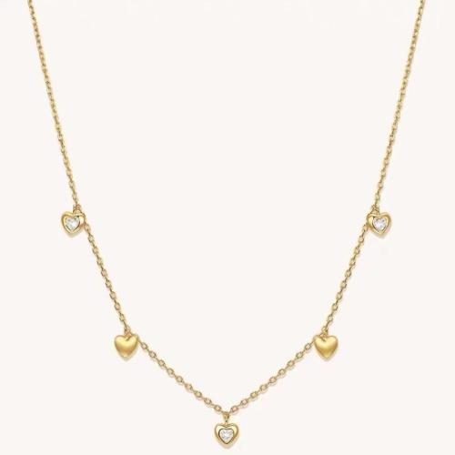 Cubic Zircon Micro Pave Brass Necklace, plated, micro pave cubic zirconia & for woman, gold Approx 41-50 cm [