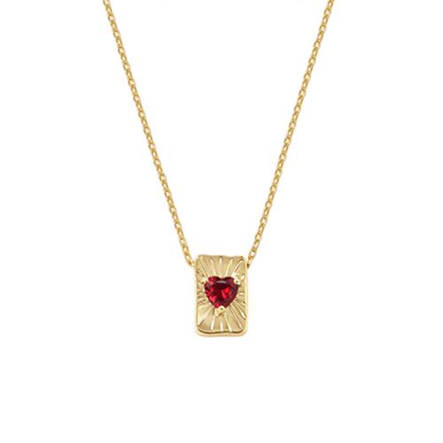 Brass Jewelry Necklace, with Ruby, with 5CM extender chain, plated, for woman, gold Approx 40 cm 