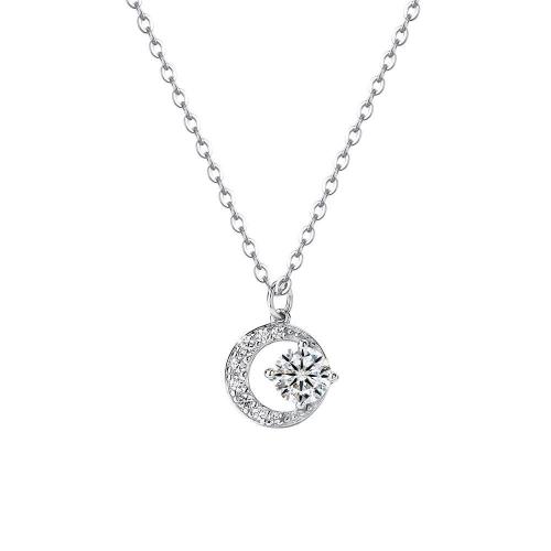 Cubic Zircon Micro Pave Brass Necklace, plated, micro pave cubic zirconia & for woman, silver color Approx 41-50 cm [