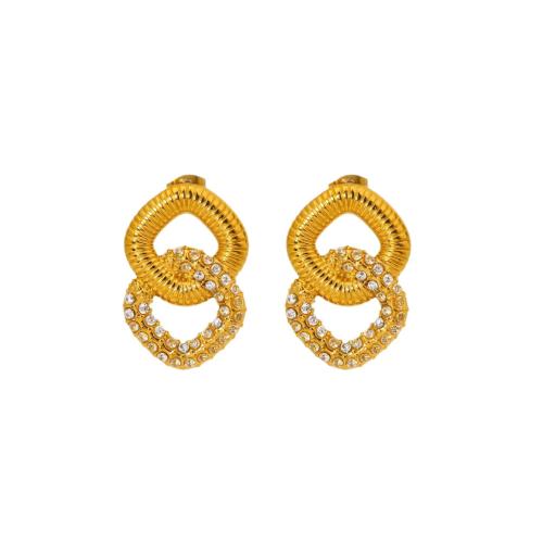 Cubic Zirconia Micro Pave Ensembles de bijoux en acier inoxydable, Acier inoxydable 304, Placage ionique sous vide, styles différents pour le choix & pavé de micro zircon & pour femme, Or, Vendu par PC[