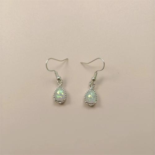 Gemstone Drop Earring, Zinc Alloy, with Gemstone, plated, for woman, platinum color 