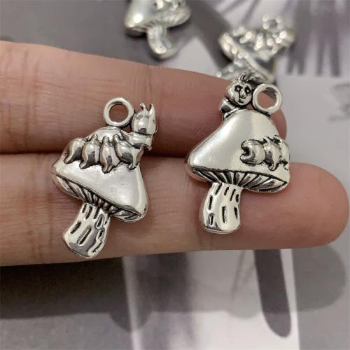 Zinc Alloy Jewelry Pendants, mushroom, antique silver color plated, DIY 