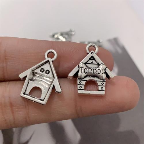 Zinc Alloy Jewelry Pendants, House, antique silver color plated, DIY 