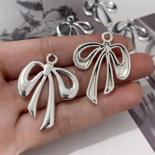 Zinc Alloy Bowkont Pendants, Bowknot, antique silver color plated, DIY 