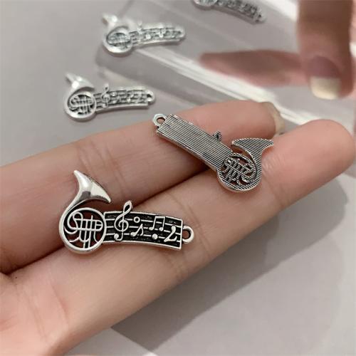 Musical Instrument Shaped Zinc Alloy Pendants, antique silver color plated, DIY 