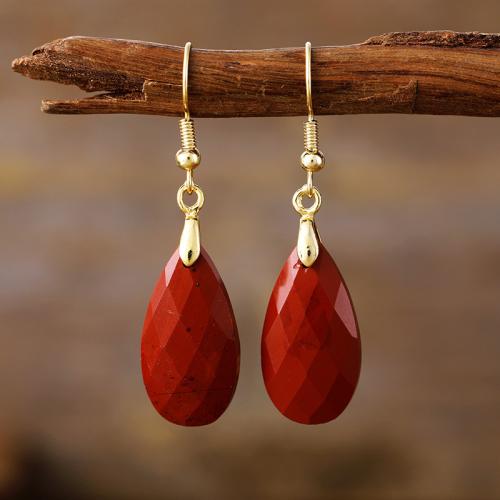 Gemstone Drop Earring, with Brass, Teardrop, Bohemian style & for woman 