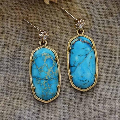 Impression Jasper Drop Earring, with Brass, Geometrical Pattern, Bohemian style & for woman & with rhinestone earring length 40-60mm 