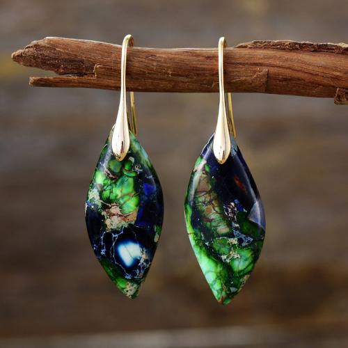 Impression Jasper Drop Earring, with Brass, Teardrop, Bohemian style & for woman 