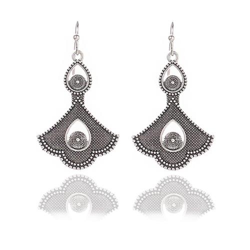 Zinc Alloy Drop Earring, antique silver color plated, vintage & for woman 