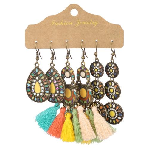 Zinc Alloy Earring Set, with Synthetic Turquoise & Shell, plated, Bohemian style & for woman 