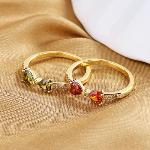 Cubic Zirconia Micro Pave Brass Finger Ring, Bowknot & micro pave cubic zirconia & for woman 