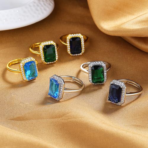 Zircon pavent l'anneau en laiton de doigt, bijoux de mode & pavé de micro zircon & pour femme, plus de couleurs à choisir, Vendu par PC[