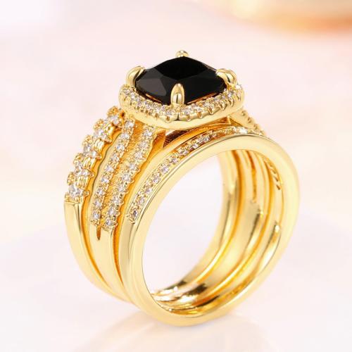 Cubic Zirconia Micro Pave Brass Finger Ring, three pieces & Unisex & micro pave cubic zirconia 