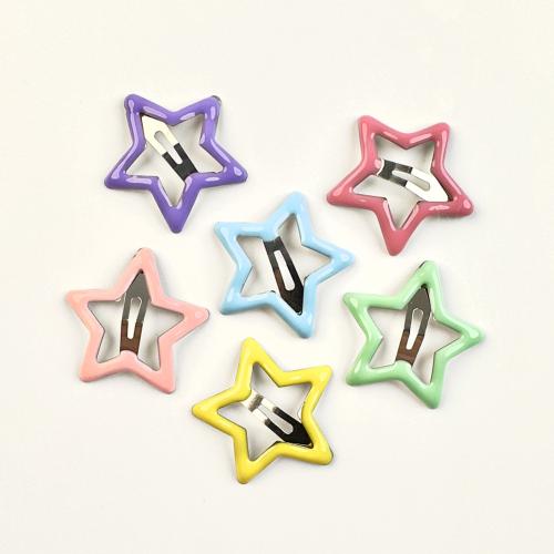 Clips del Pelo, aleación de zinc, Estrella, para mujer & esmalte, Color aleatorio, 30x30mm, aproximado 100PCs/Bolsa, Vendido por Bolsa