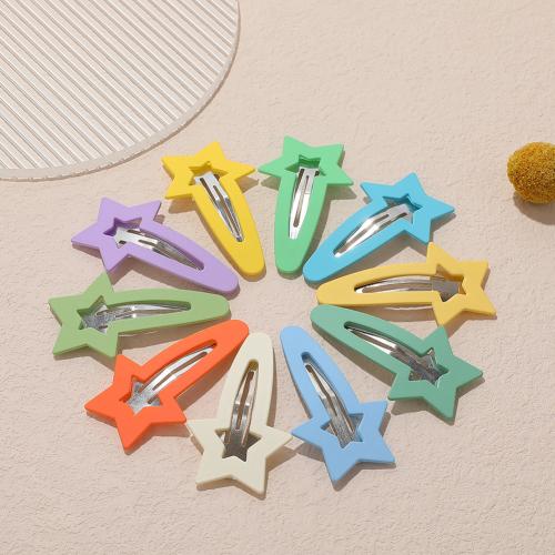 Clips del Pelo, aleación de zinc, Estrella, barniz de secado al horno, para mujer, Color aleatorio, 60mm, aproximado 100PCs/Bolsa, Vendido por Bolsa