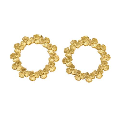 Stainless Steel Stud Earring, 304 Stainless Steel, Flower, Vacuum Ion Plating, fashion jewelry & for woman, golden 