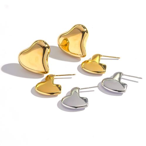 Stainless Steel Stud Earring, 304 Stainless Steel, Heart, Vacuum Ion Plating, fashion jewelry & for woman 