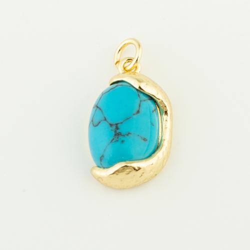 Brass Jewelry Pendants, with turquoise, gold color plated, DIY 