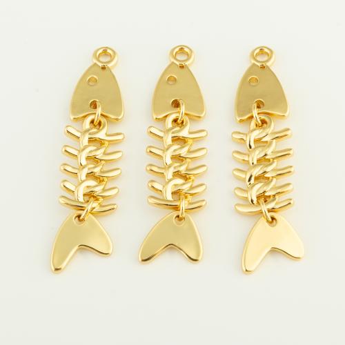 Brass Jewelry Pendants, Fish Bone, gold color plated, DIY 