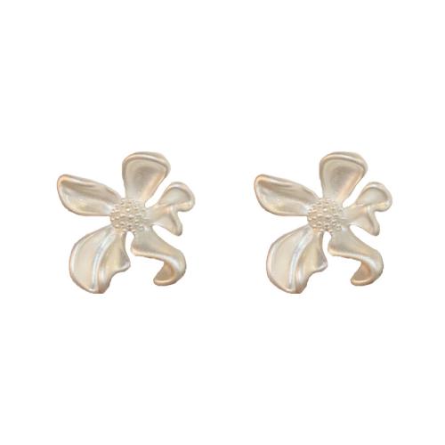 Brass Stud Earring, petals, real gold plated, for woman 