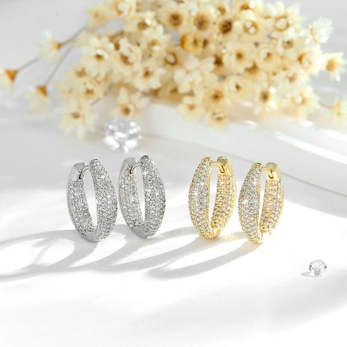 Cubic Zirconia Micro Pave Brass Earring, plated, micro pave cubic zirconia & for woman 