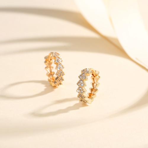 Cubic Zirconia Micro Pave Brass Earring, plated, micro pave cubic zirconia & for woman, gold 