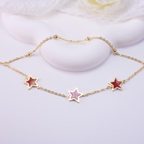 Brass Bracelets, Star, plated, for woman & enamel 